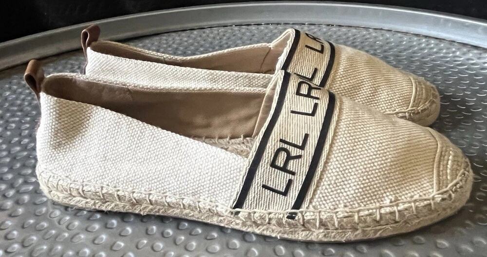 Women's Lauren Ralph Lauren Caylee Canvas Espadrilles Cream Casual Shoes 6